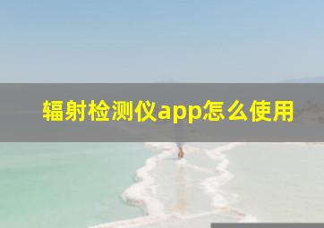 辐射检测仪app怎么使用