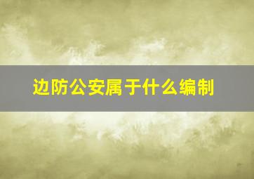 边防公安属于什么编制