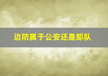 边防属于公安还是部队