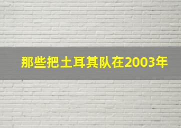 那些把土耳其队在2003年