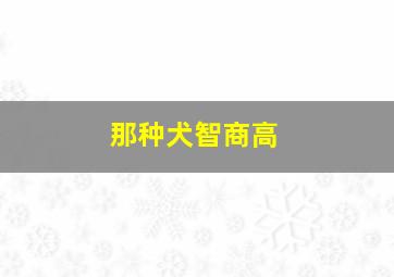 那种犬智商高