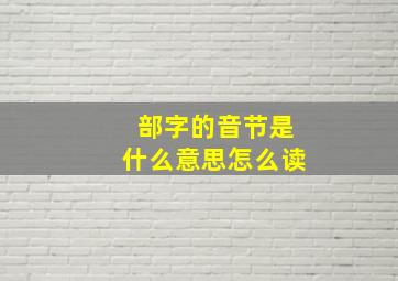 部字的音节是什么意思怎么读