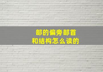 部的偏旁部首和结构怎么读的