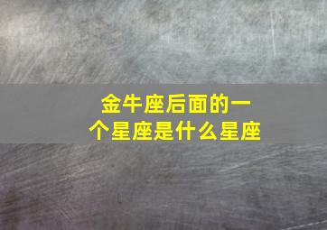 金牛座后面的一个星座是什么星座