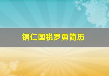 铜仁国税罗勇简历