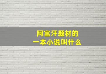 阿富汗题材的一本小说叫什么