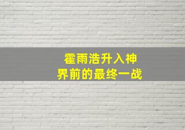 霍雨浩升入神界前的最终一战