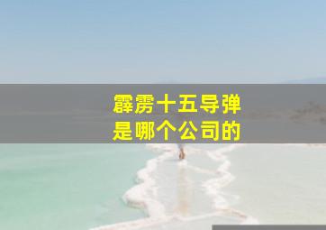 霹雳十五导弹是哪个公司的