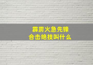 霹雳火急先锋合击绝技叫什么