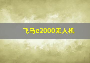 飞马e2000无人机