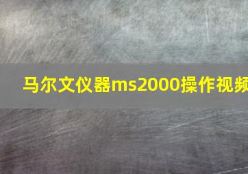 马尔文仪器ms2000操作视频