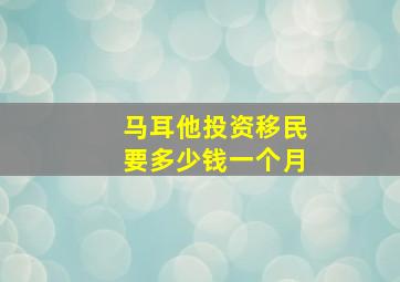 马耳他投资移民要多少钱一个月