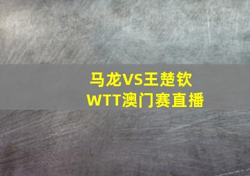 马龙VS王楚钦WTT澳门赛直播