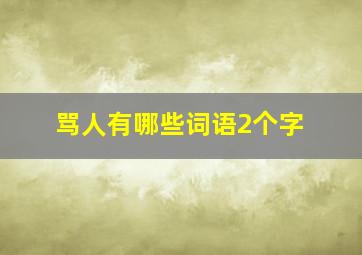 骂人有哪些词语2个字