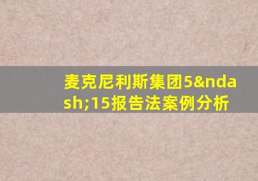 麦克尼利斯集团5–15报告法案例分析