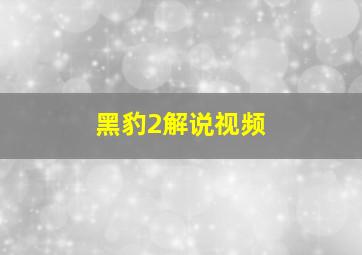 黑豹2解说视频