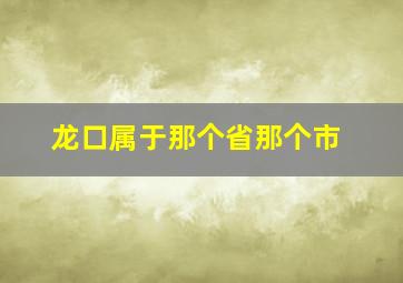 龙口属于那个省那个市